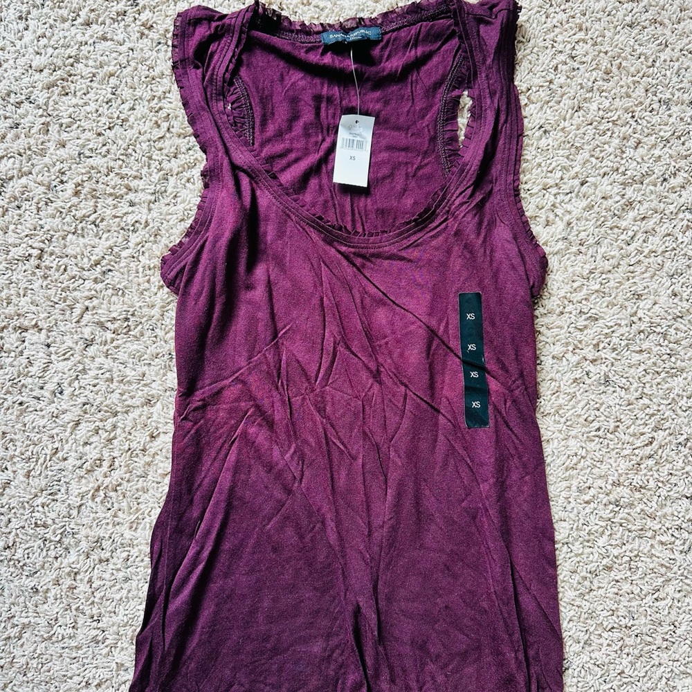 Banana Republic Maroon Tank Top with Ribbon Detailing